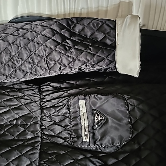 PRADA Black Diamond Quilted Trench Coat with triangle logo AUTHENTIC - Picture 14 of 17